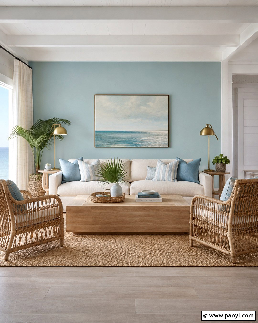 Soft Sea Glass Blue Accent Wall - 20 Coastal Accent Wall Colors