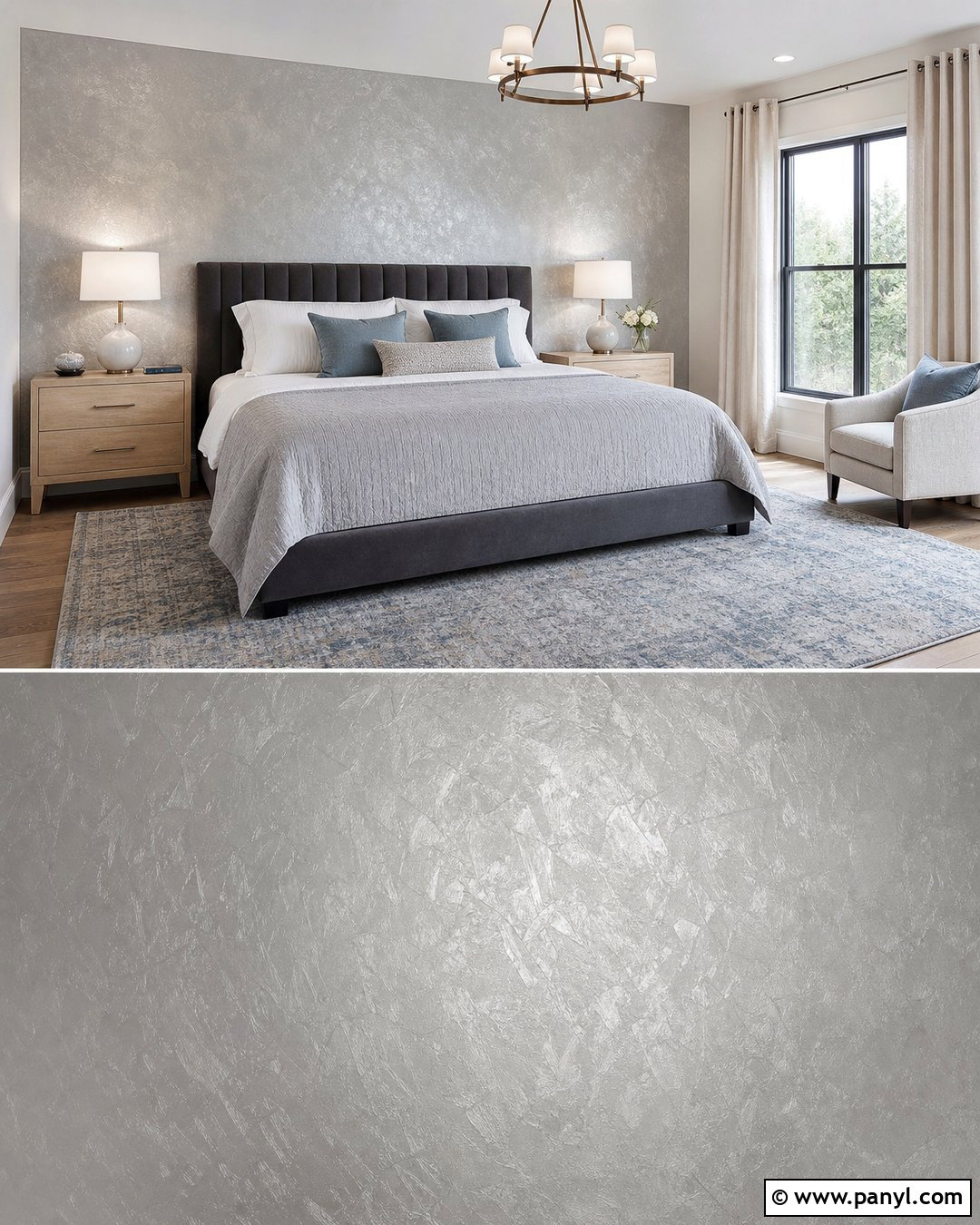 Soft Silver Metallic Bedroom Wall - 35 metallic paint walls