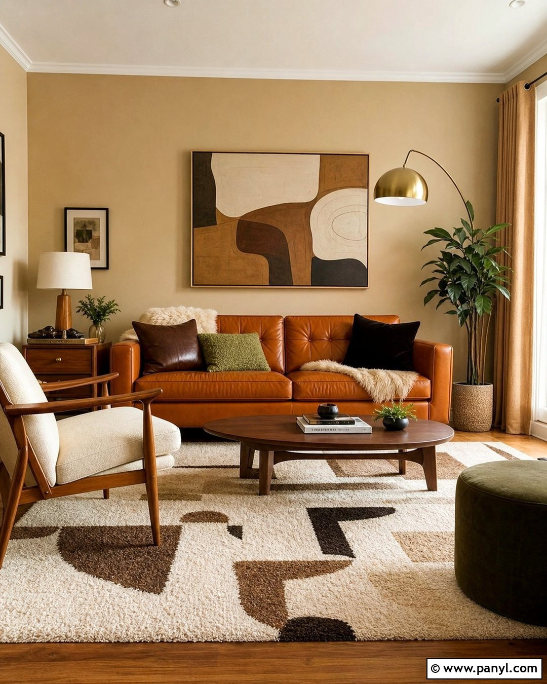 Soft Tan Walls With Orange Leather Sofa - 20 Neutral Wall Color With Orange Furniture Ideas