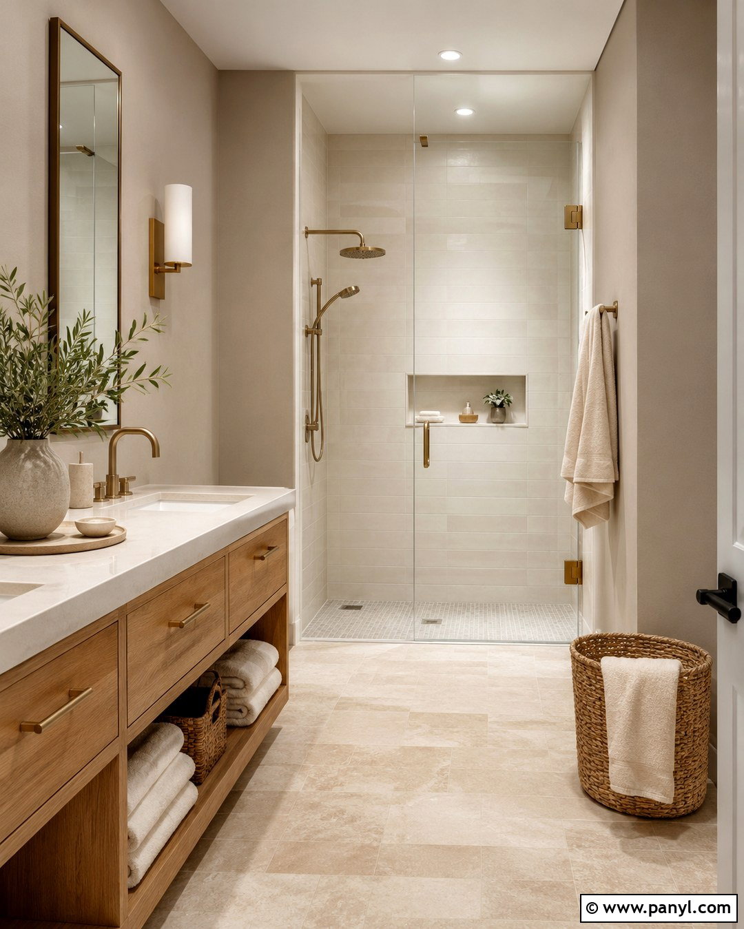 Soft Taupe Bathroom With Natural Stone - 20 Soft Taupe Wall Color Ideas