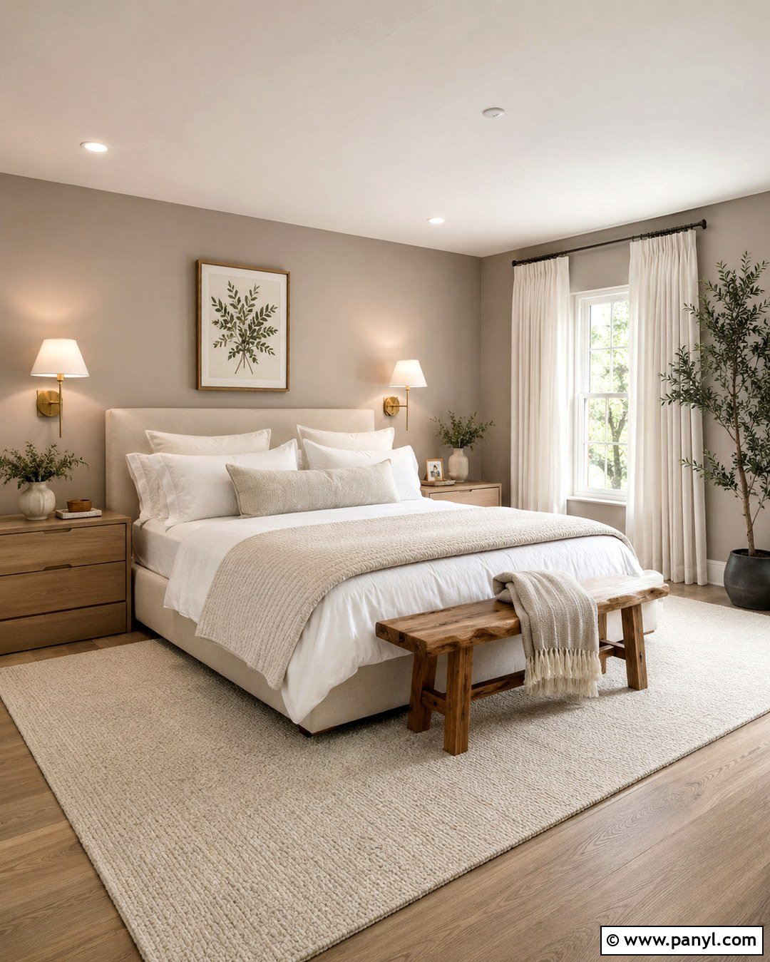 Soft Taupe Bedroom With White Bedding - 20 Soft Taupe Wall Color Ideas