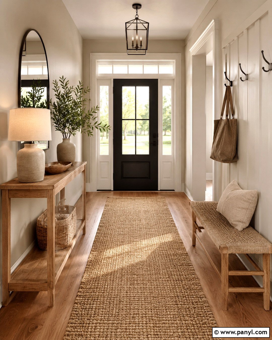 Soft Taupe Entryway With Oak Furniture - 20 Soft Taupe Wall Color Ideas
