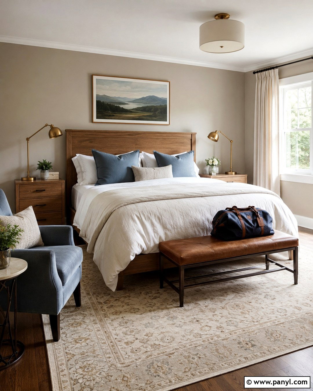 Soft Taupe Guest Room With Blue Accents - 20 Soft Taupe Wall Color Ideas