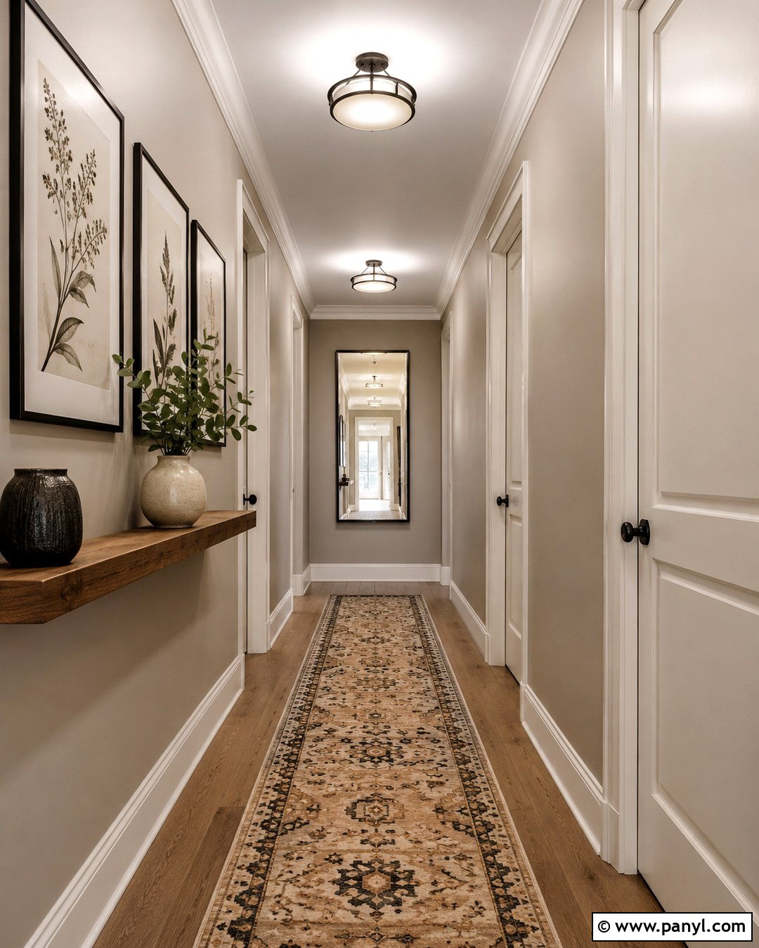 Soft Taupe Hallway With White Trim - 20 Soft Taupe Wall Color Ideas