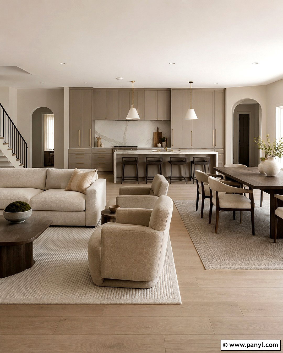 Soft Taupe Open Plan Walls - 20 Open Plan Wall Colour Ideas