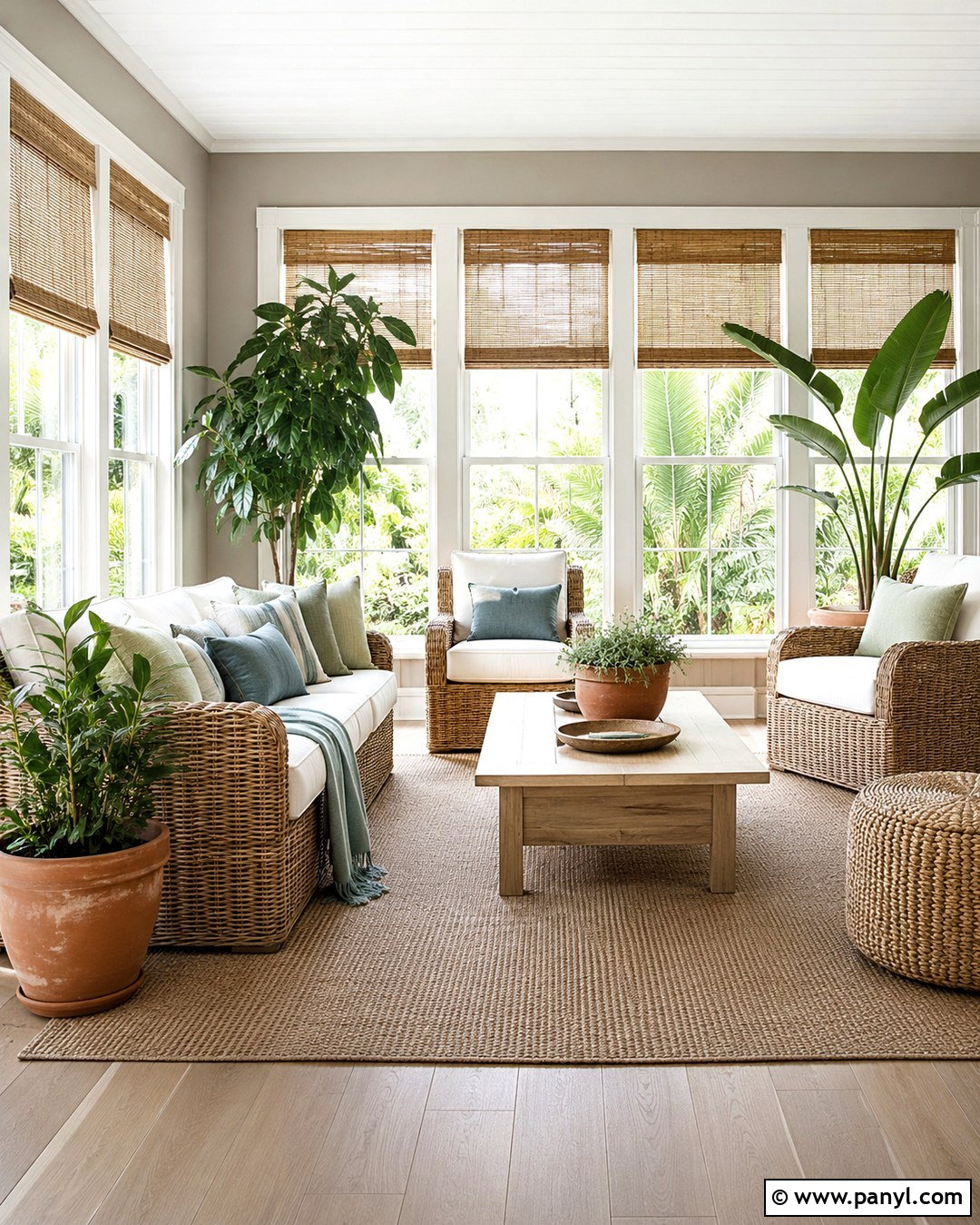 Soft Taupe Sunroom With Wicker Furniture - 20 Soft Taupe Wall Color Ideas