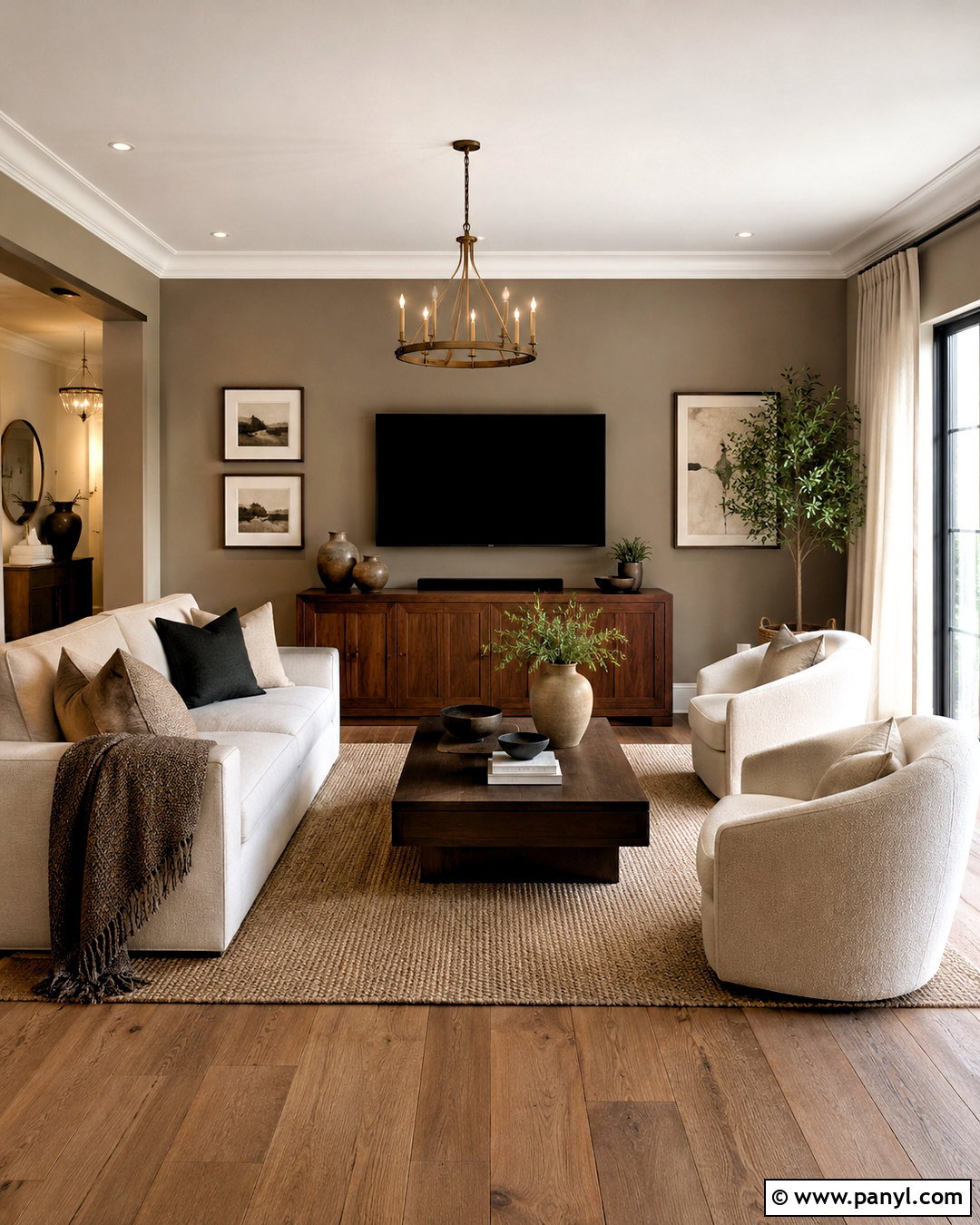 Soft Taupe TV Wall - 20 living room tv wall paint ideas