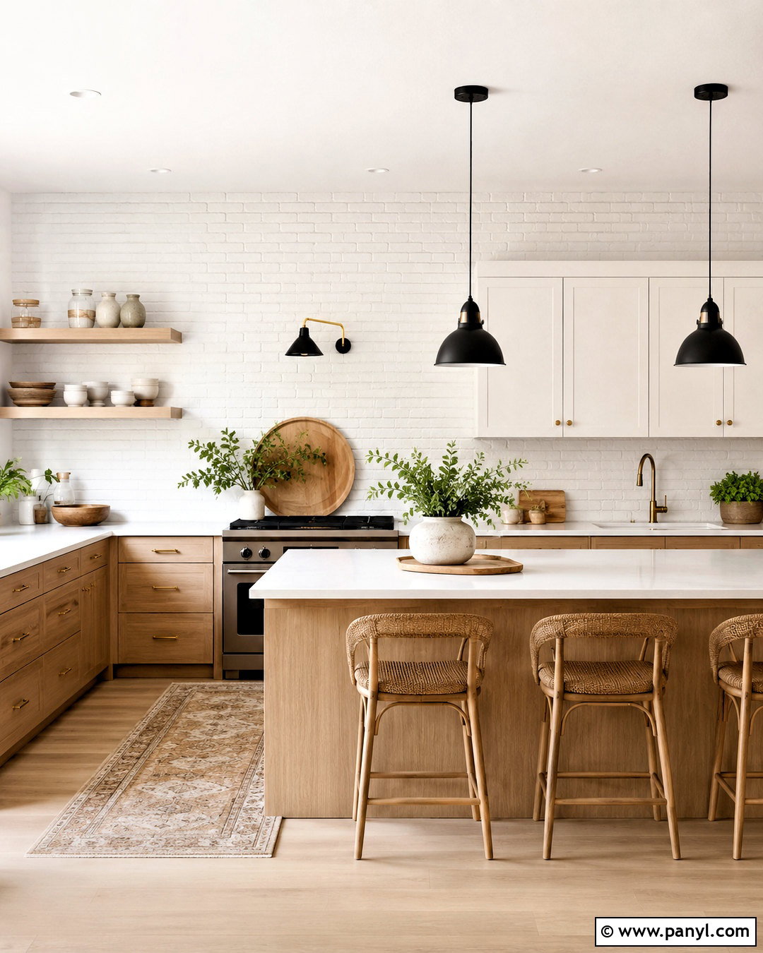 Soft White Brick Kitchen Wall - 20 brick wall before and after painting ideas