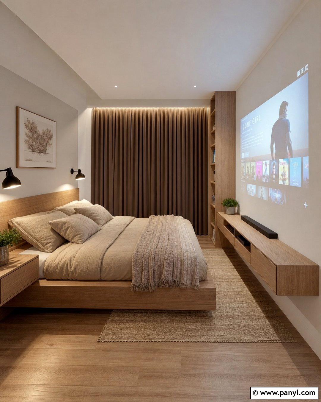 Soft White Projector Wall For A Small Bedroom - 20 Projector Wall Color Ideas