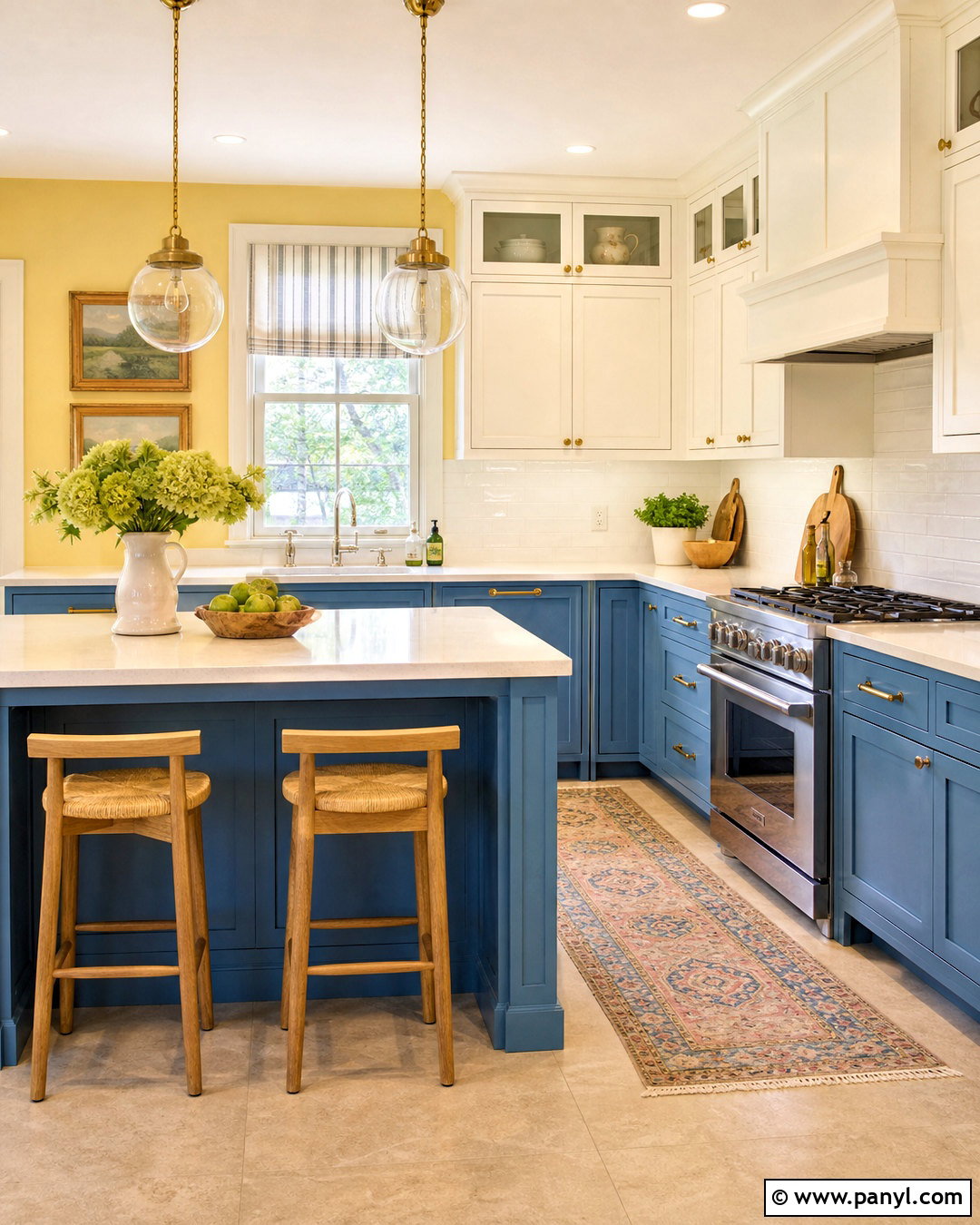 Soft Yellow And Sky Blue Kitchen - 20 room color design ideas