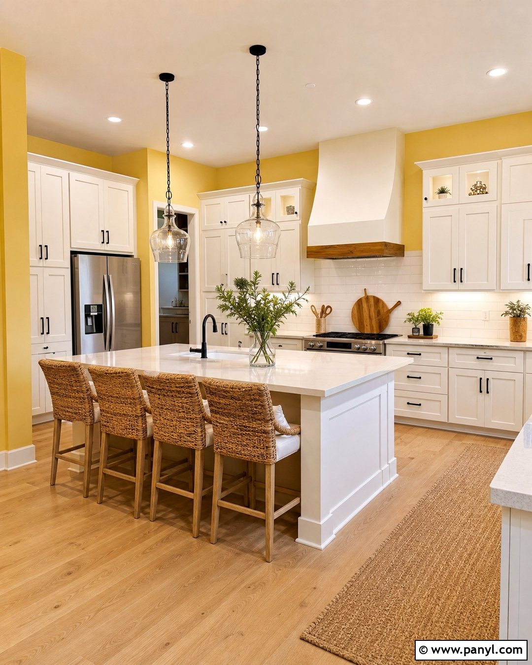 Soft Yellow Satin Kitchen Walls - 30 satin paint on walls