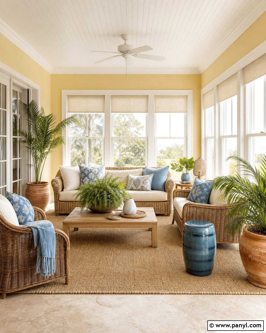 Soft Yellow Sunroom - 20 Best Yellow Wall Color Ideas