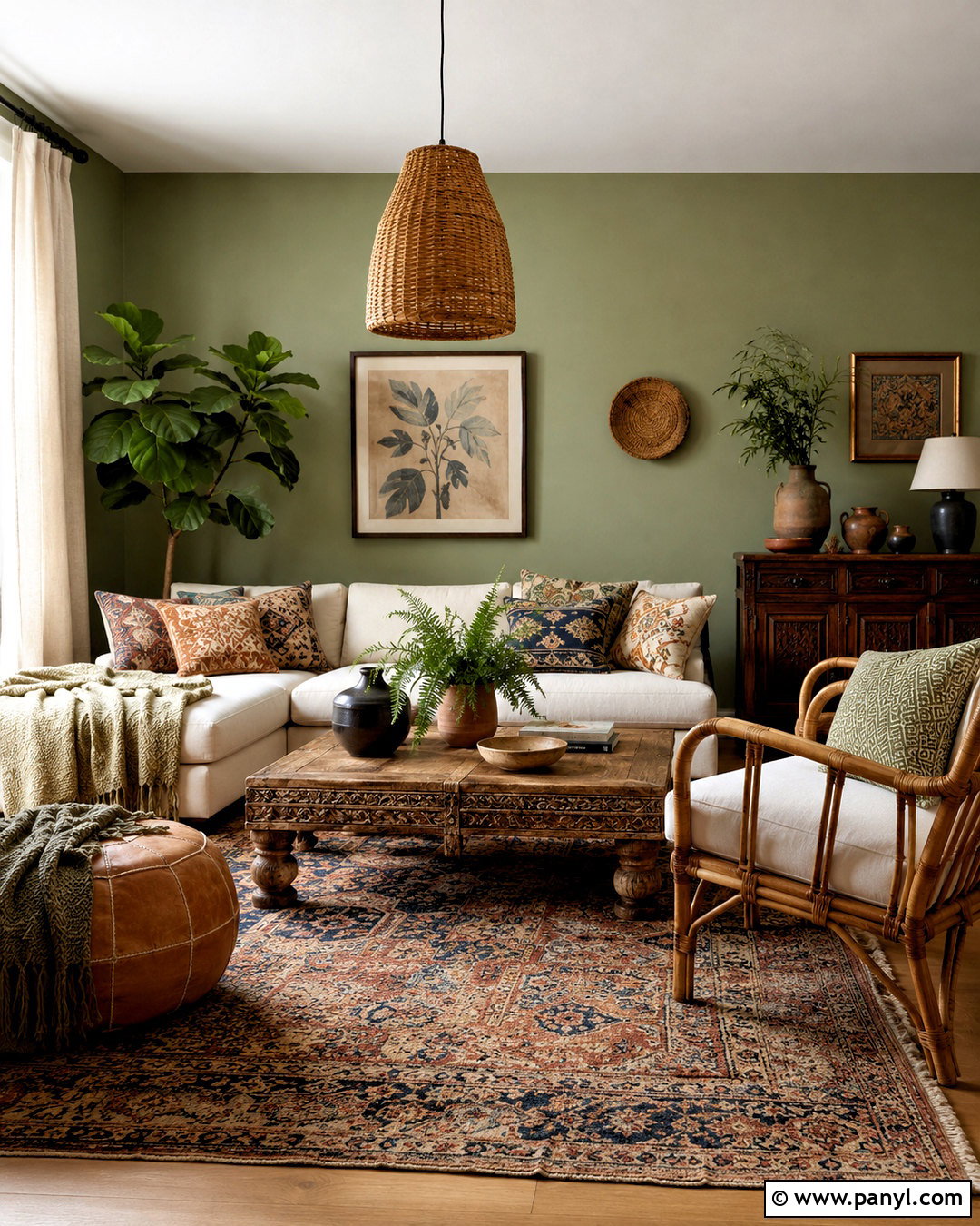 Softened Green Boho Living Room - 35 softened green sherwin williams ideas