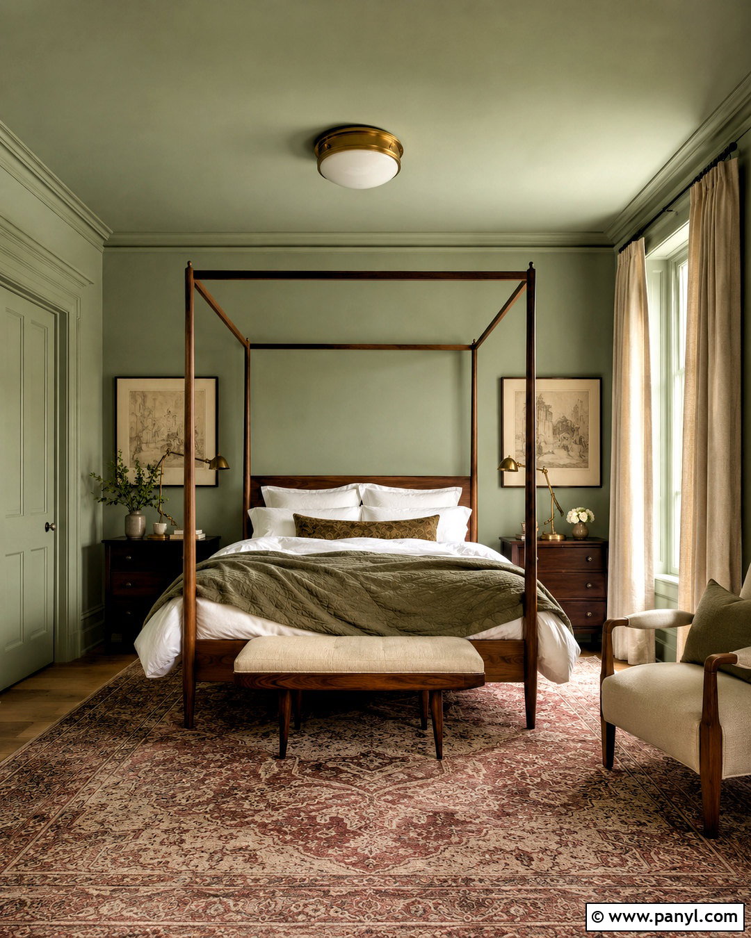 Softened Green Color Drenched Bedroom - 35 softened green sherwin williams ideas