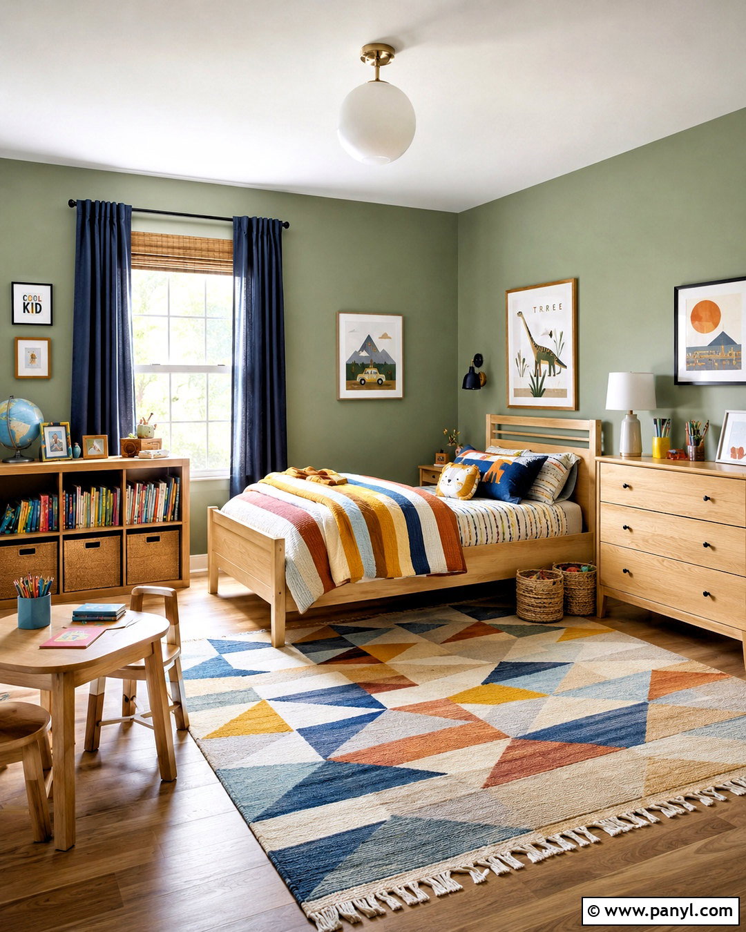 Softened Green Kids Room With Colorful Accents - 35 softened green sherwin williams ideas