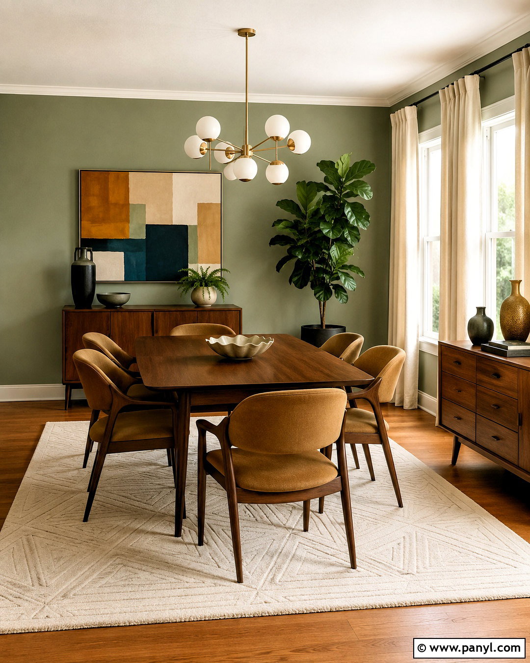 Softened Green Midcentury Dining Room - 35 softened green sherwin williams ideas