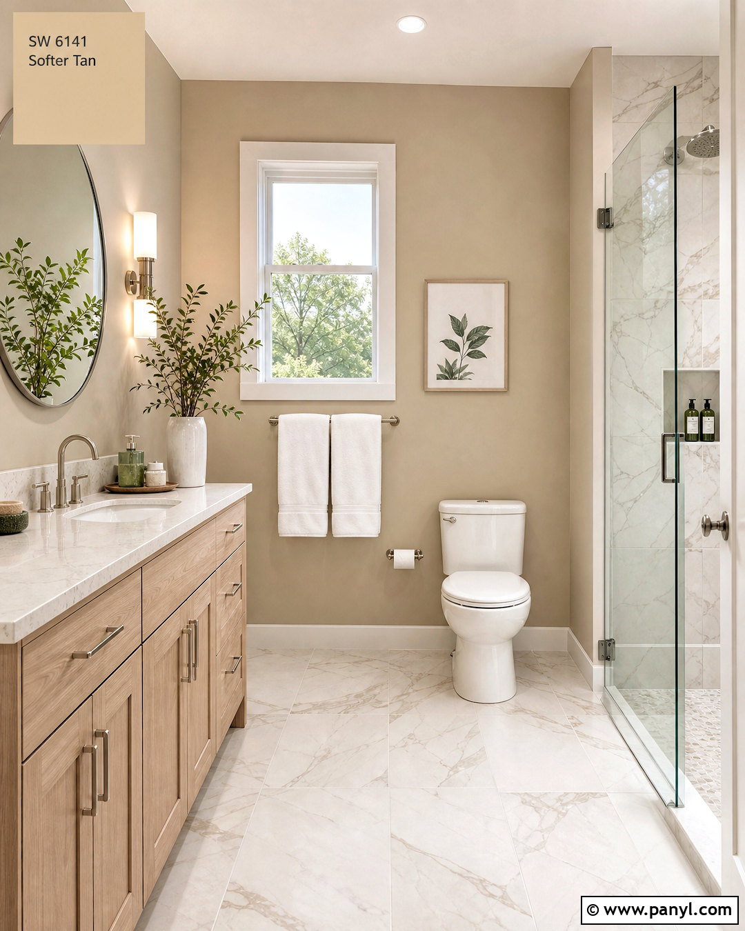 Softer Tan Bathroom With Warm Marble - 20 softer tan sherwin williams ideas