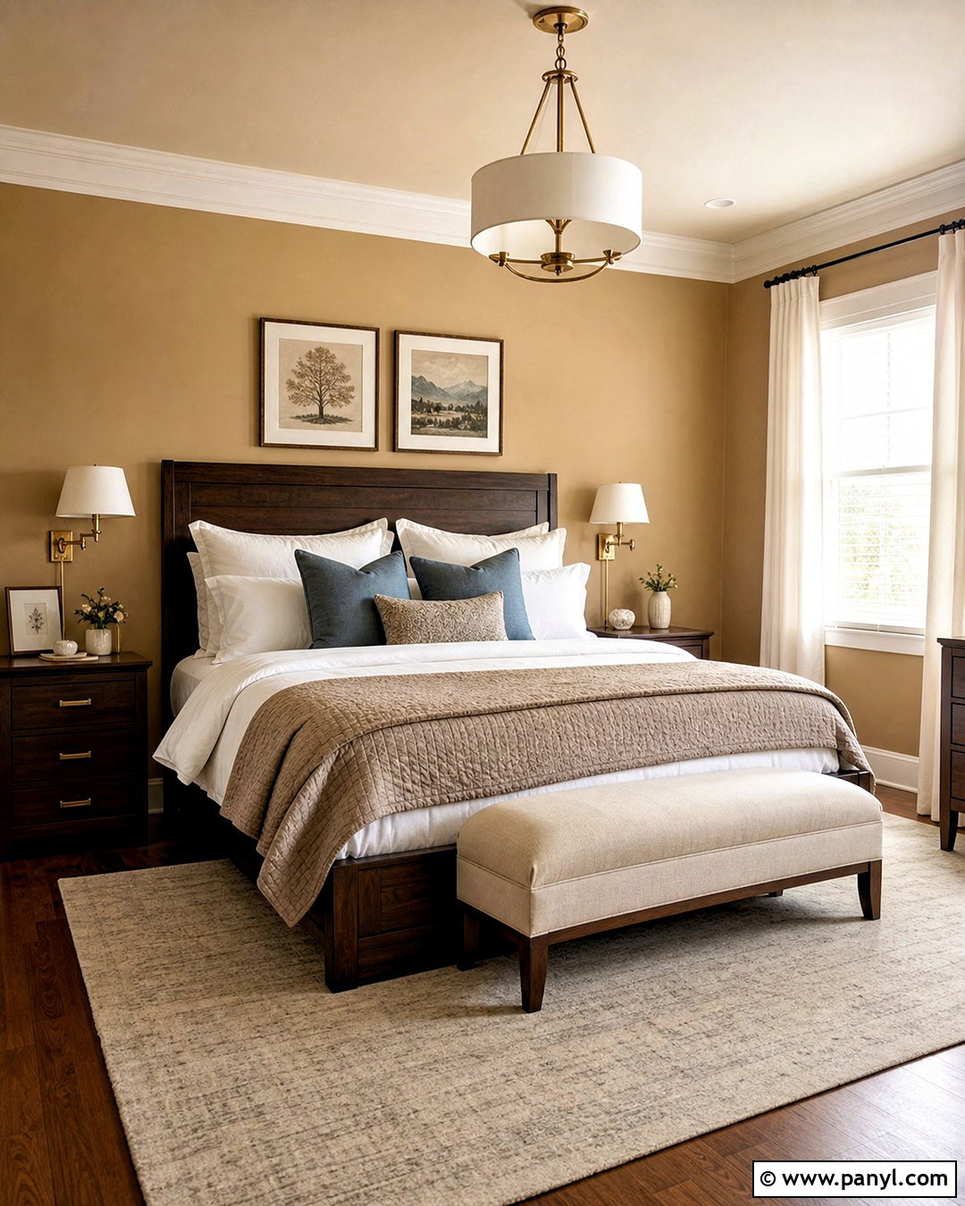 Softer Tan Bedroom With Dark Walnut Furniture - 20 softer tan sherwin williams ideas