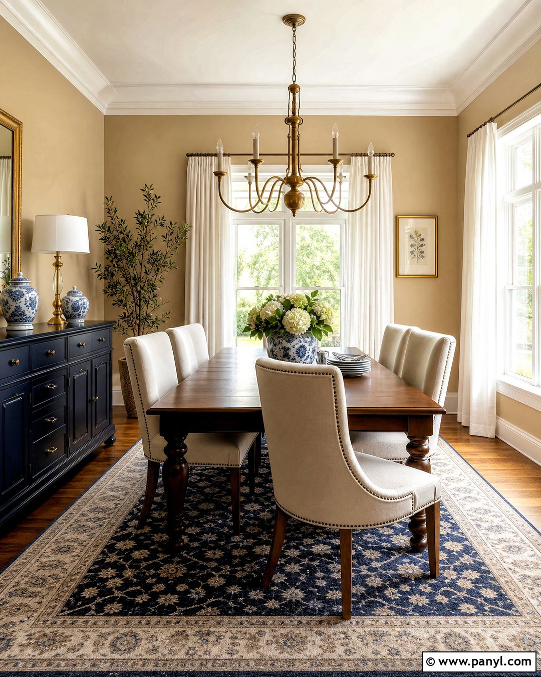Softer Tan Dining Room With Navy Accents - 20 softer tan sherwin williams ideas