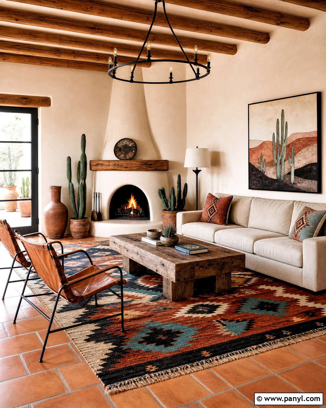 Southwestern Living Room With Terracotta Tiles - 20 terracotta tiles living room ideas