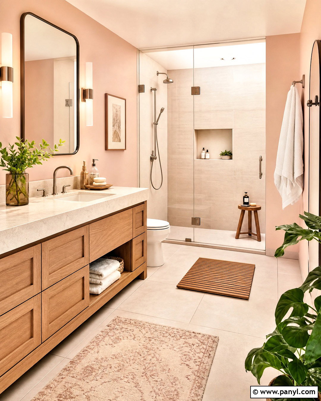 Spa-Inspired Soft Pink Bathroom - 20 soft pink bathroom ideas