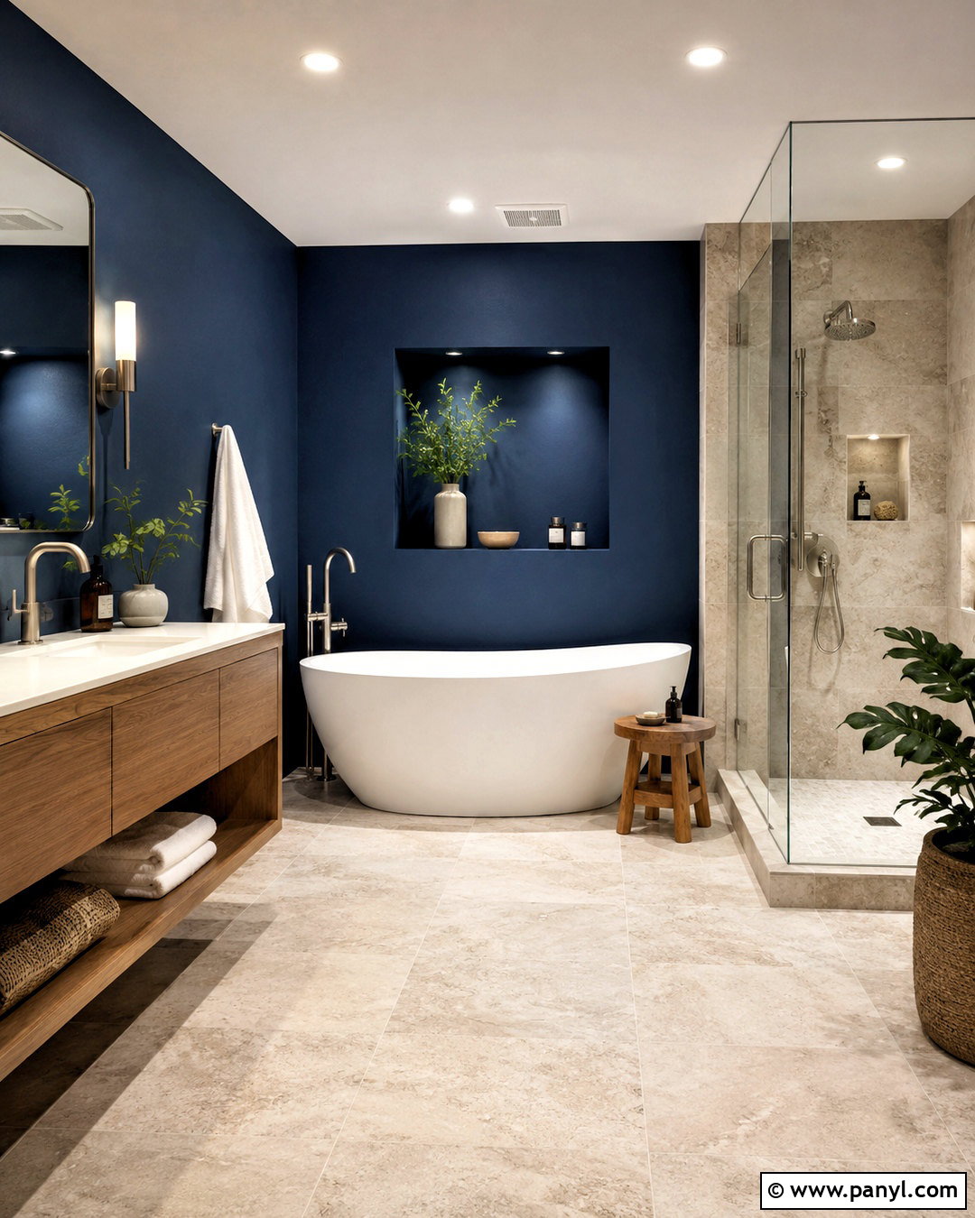 Spa-Like Midnight Blue Bathroom - 20 midnight blue bathroom ideas