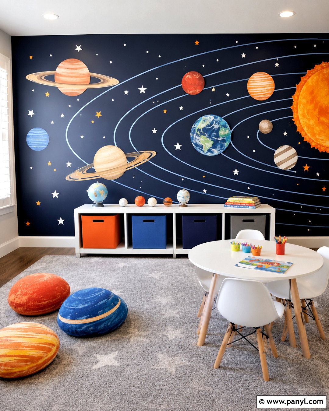 Space Theme Playroom Accent Wall - 20 playroom accent wall ideas