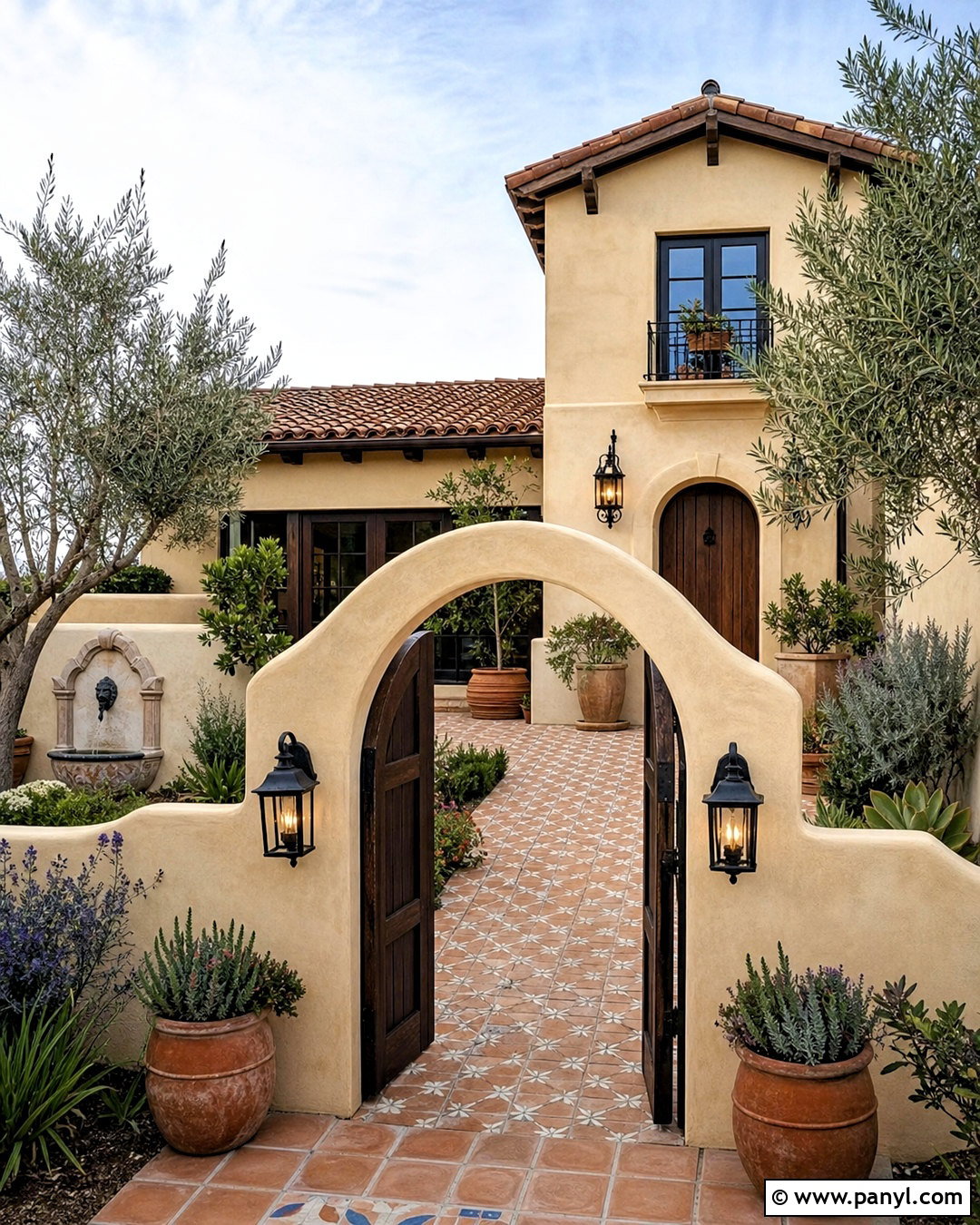 Spanish House Front With A Courtyard - 20 house front design ideas