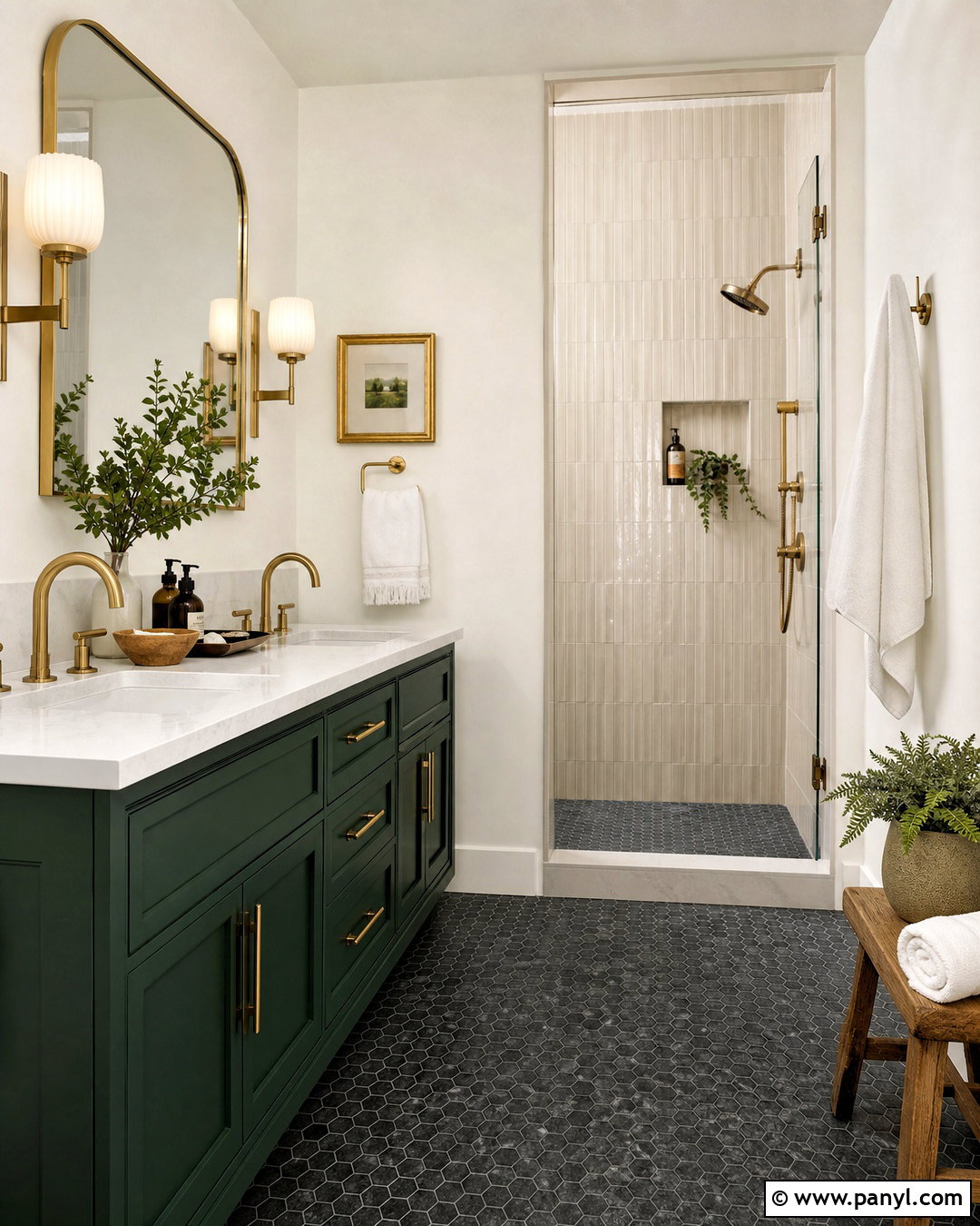Spare White Bathroom With Dark Green Vanity - 20 spare white sherwin williams ideas