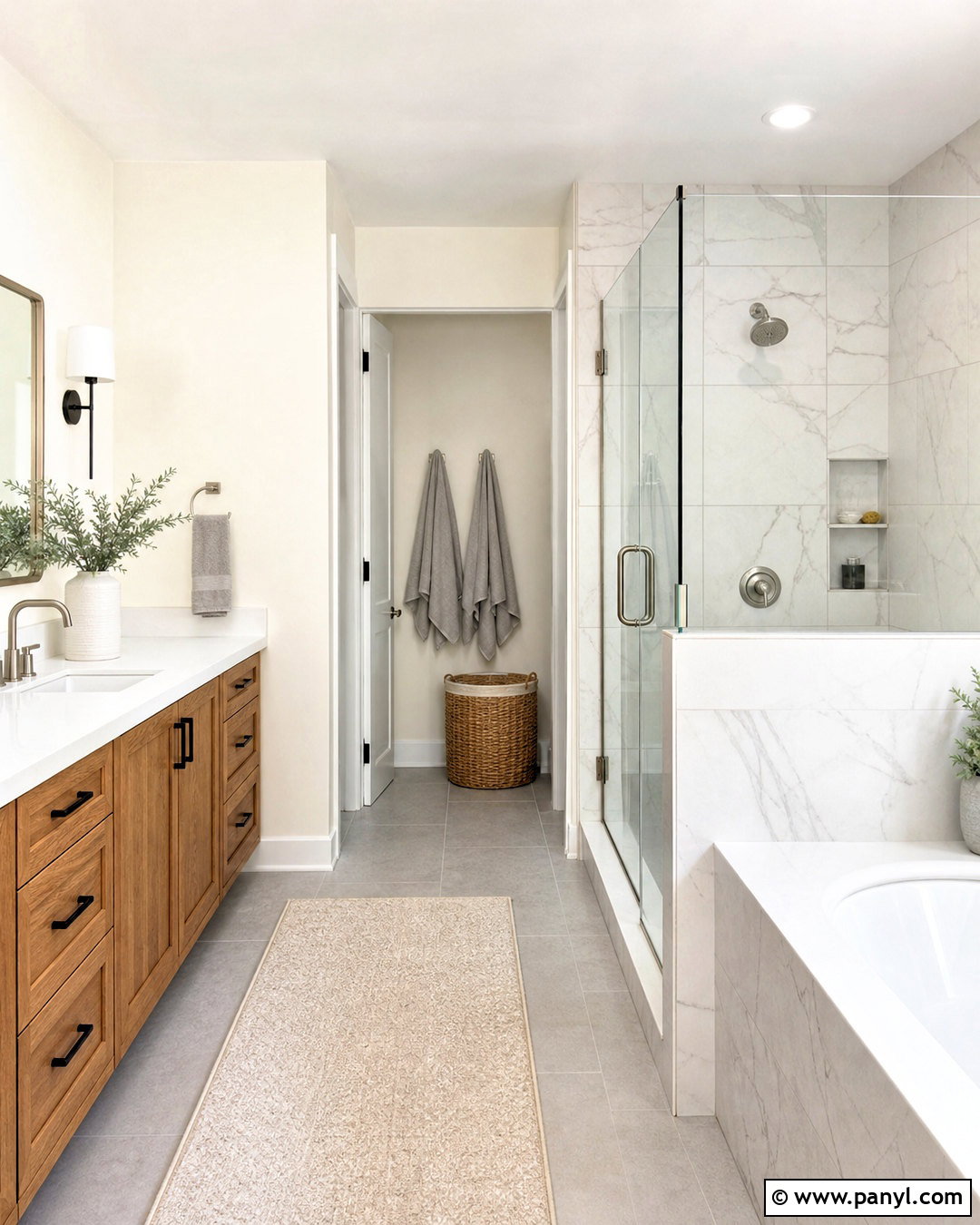 Spare White Bathroom With Marble Tile - 20 spare white sherwin williams ideas