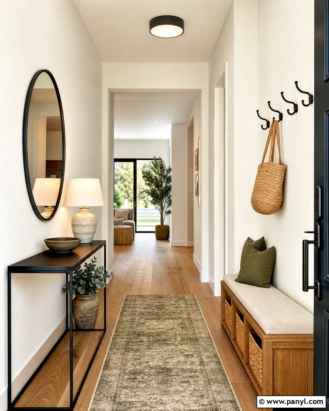 Spare White Entryway With Black Accents - 20 spare white sherwin williams ideas