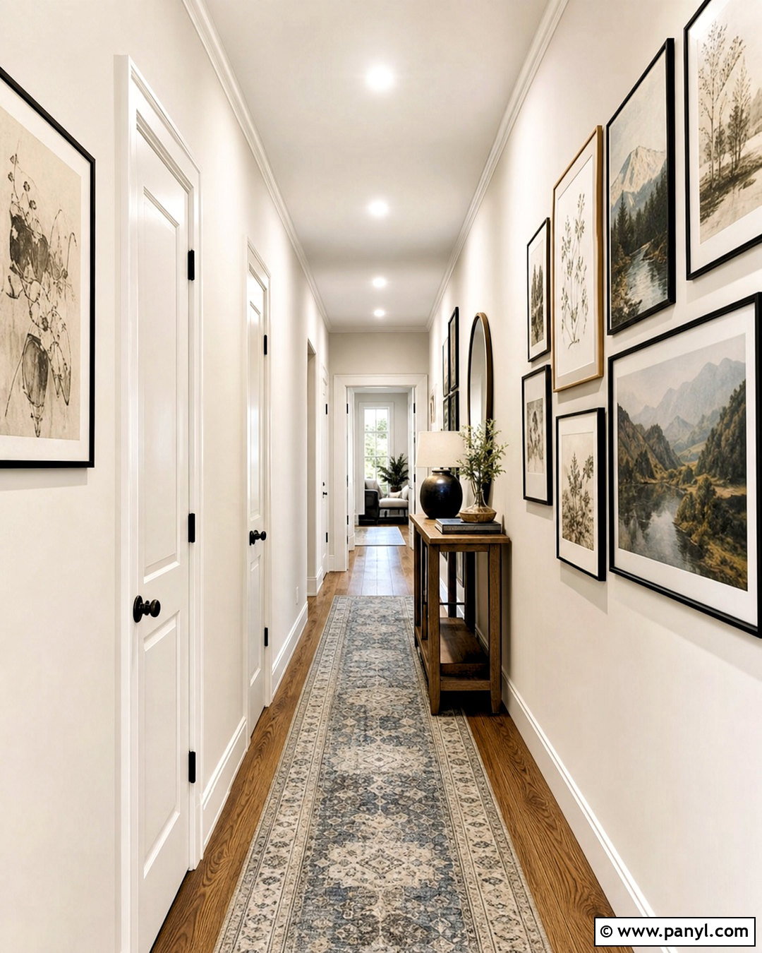 Spare White Hallway With Gallery Wall - 20 spare white sherwin williams ideas