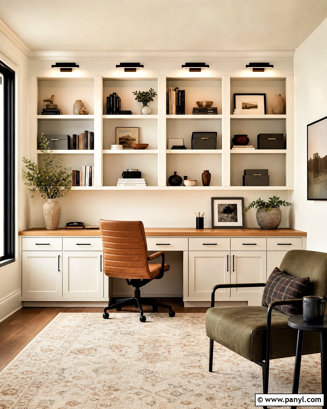 Spare White Home Office With Built-In Shelves - 20 spare white sherwin williams ideas