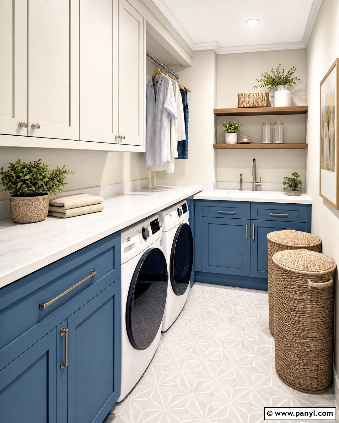 Spare White Laundry Room With Blue Cabinets - 20 spare white sherwin williams ideas