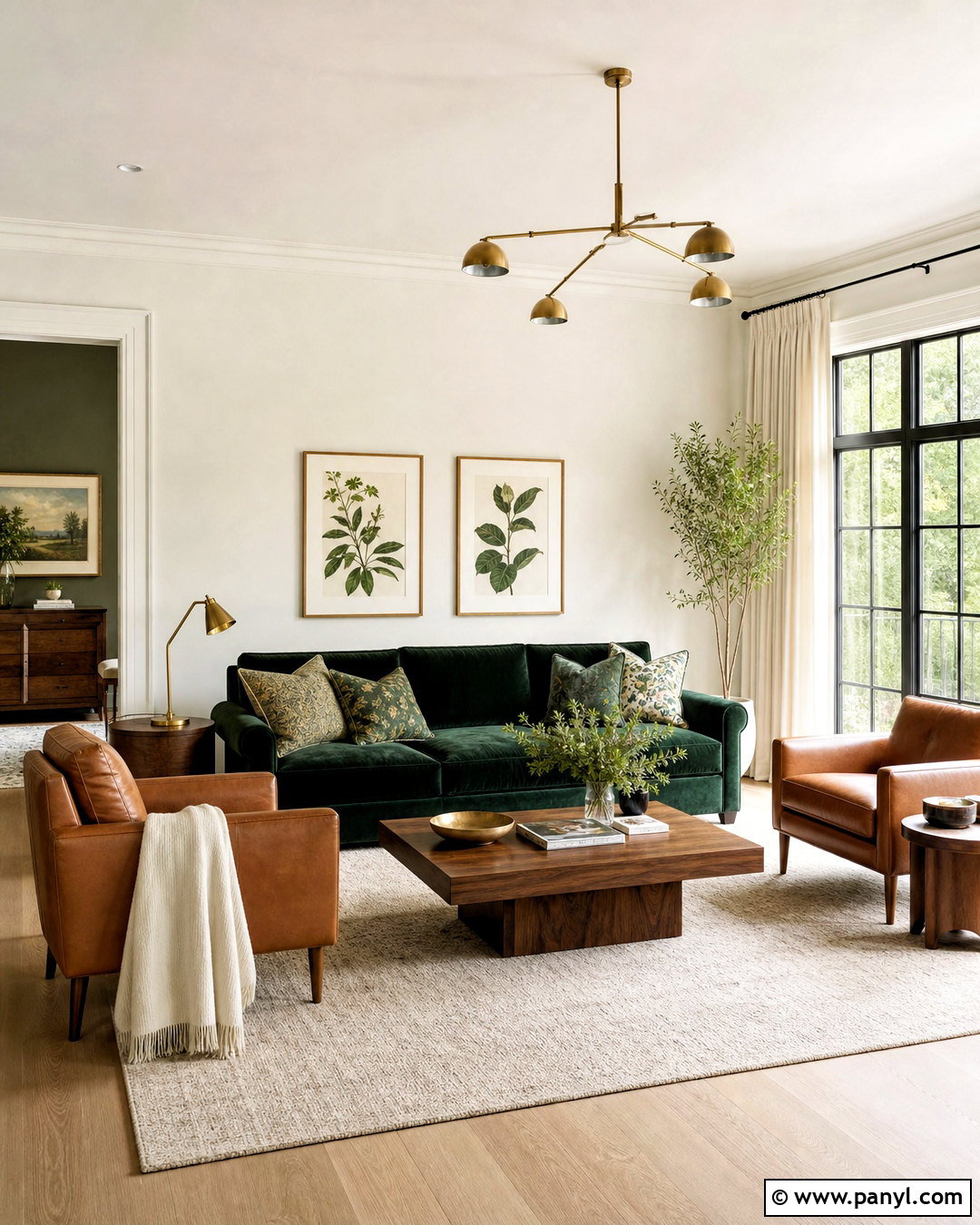 Spare White Living Room With Dark Green Accents - 20 spare white sherwin williams ideas