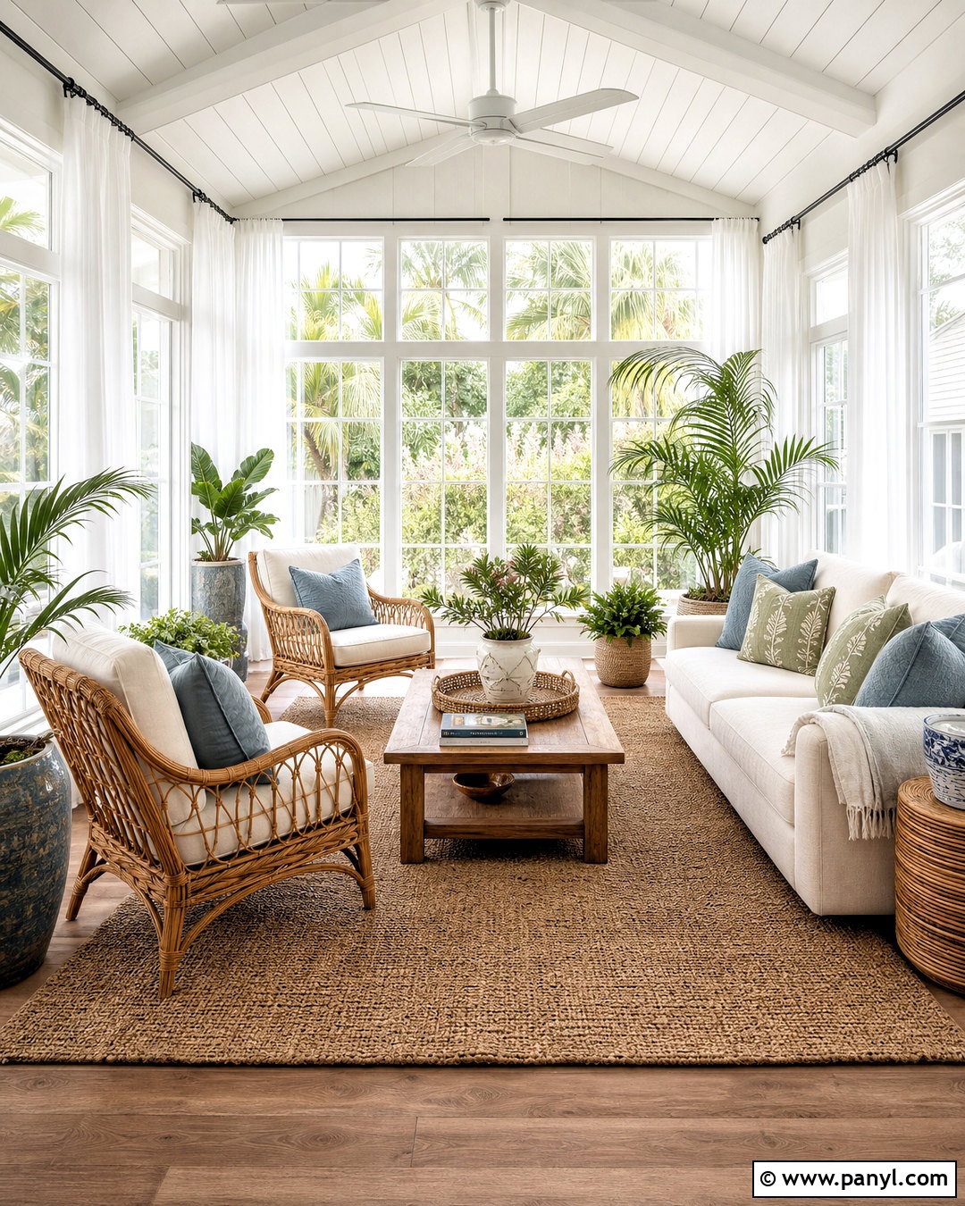 Spare White Sunroom With Wicker Furniture - 20 spare white sherwin williams ideas