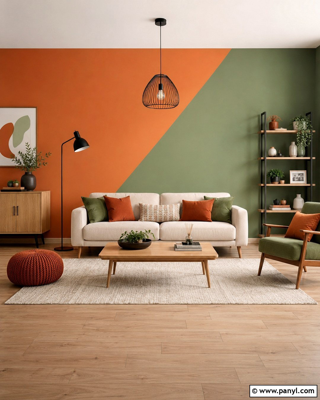 Split Orange And Green Accent Wall - 20 Orange And Green Accent Wall Ideas