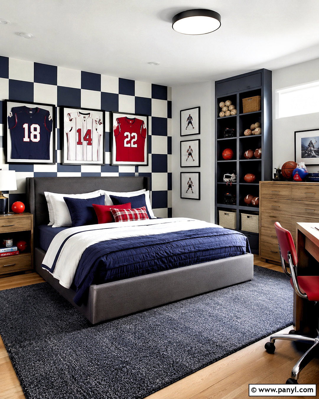 Sports Checkered Boys Room - 20 checkered boys room ideas