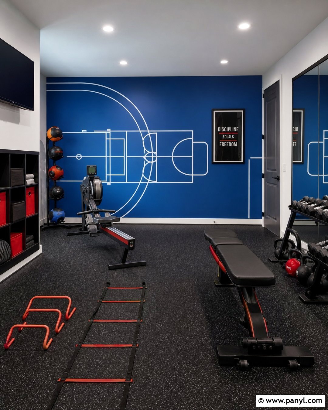 Sports Court Accent Wall Gym - 20 Accent Wall Gym Ideas