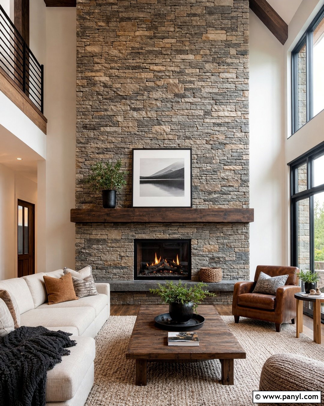 Stacked Stone Fireplace Accent Wall - 25 Accent Wall Above Fireplace Ideas