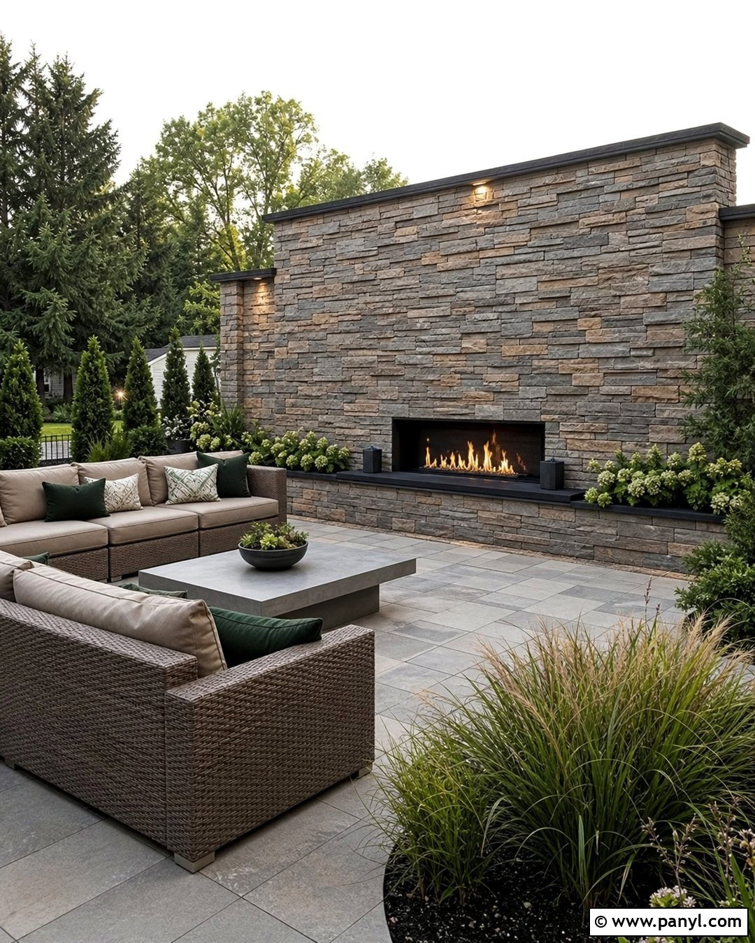 Stacked Stone Outdoor Accent Wall - 35 Outdoor Accent Wall Ideas