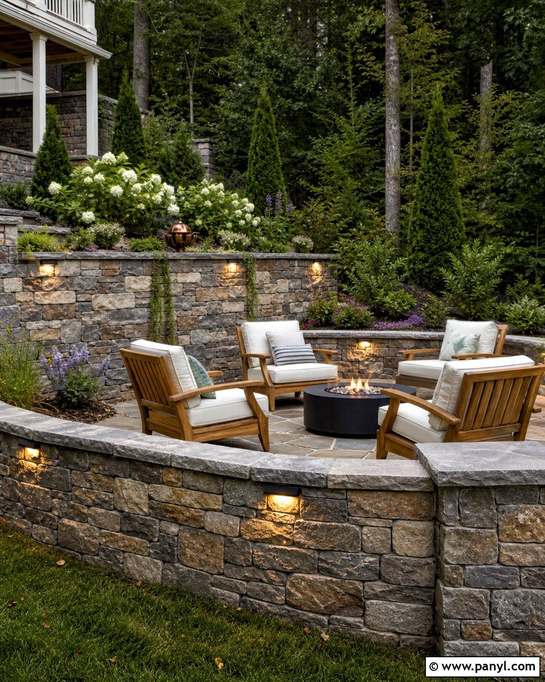 Stacked Stone Retaining Wall - 20 backyard wall design ideas