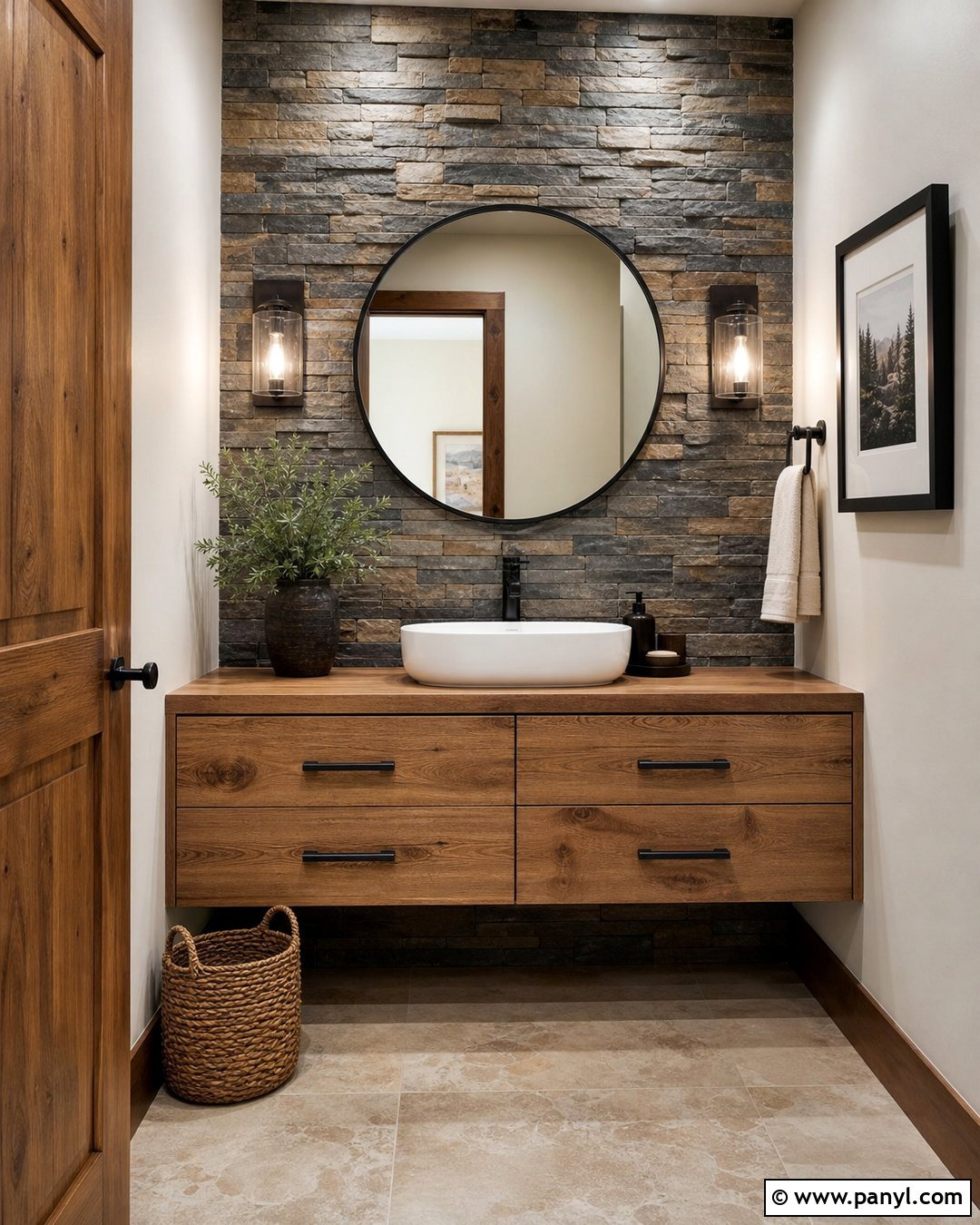 Stacked Stone Rustic Accent Wall - 30 Rustic Accent Wall Ideas