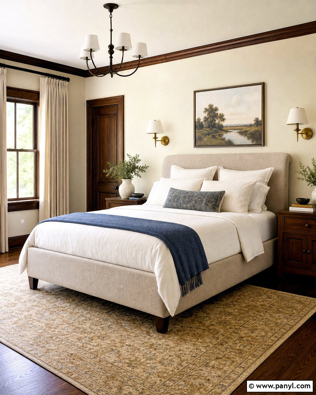 Stained Trim Bedroom With Cream Walls - 20 stained trim interior ideas