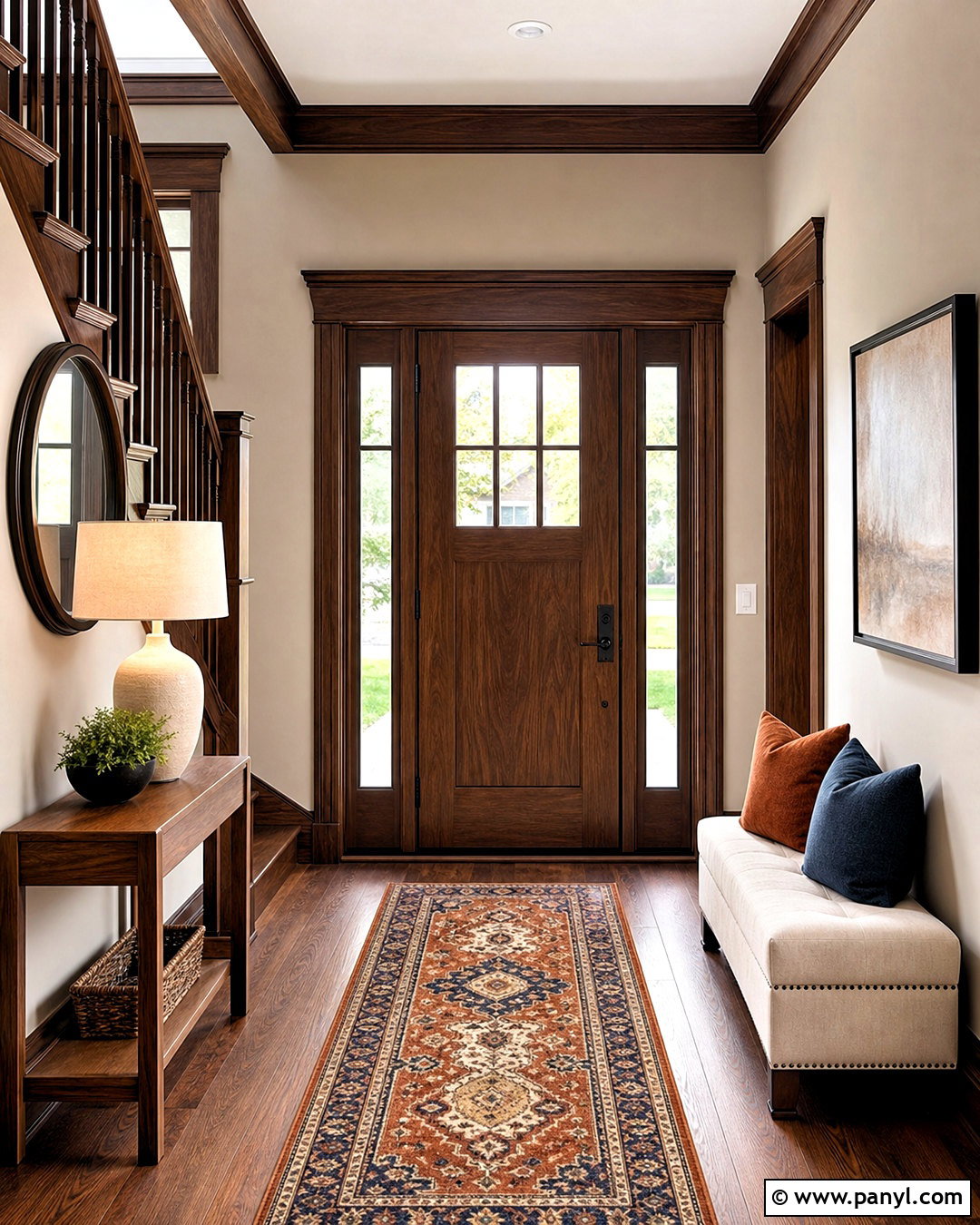 Stained Trim Entryway With Painted Walls - 20 stained trim interior ideas