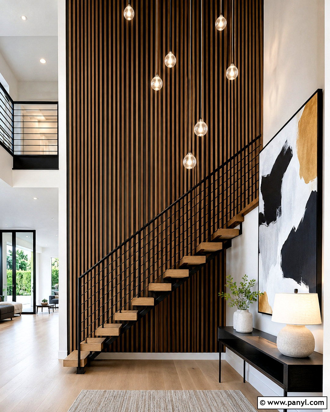 Staircase Accent Wall - 35 tall accent wall high ceilings