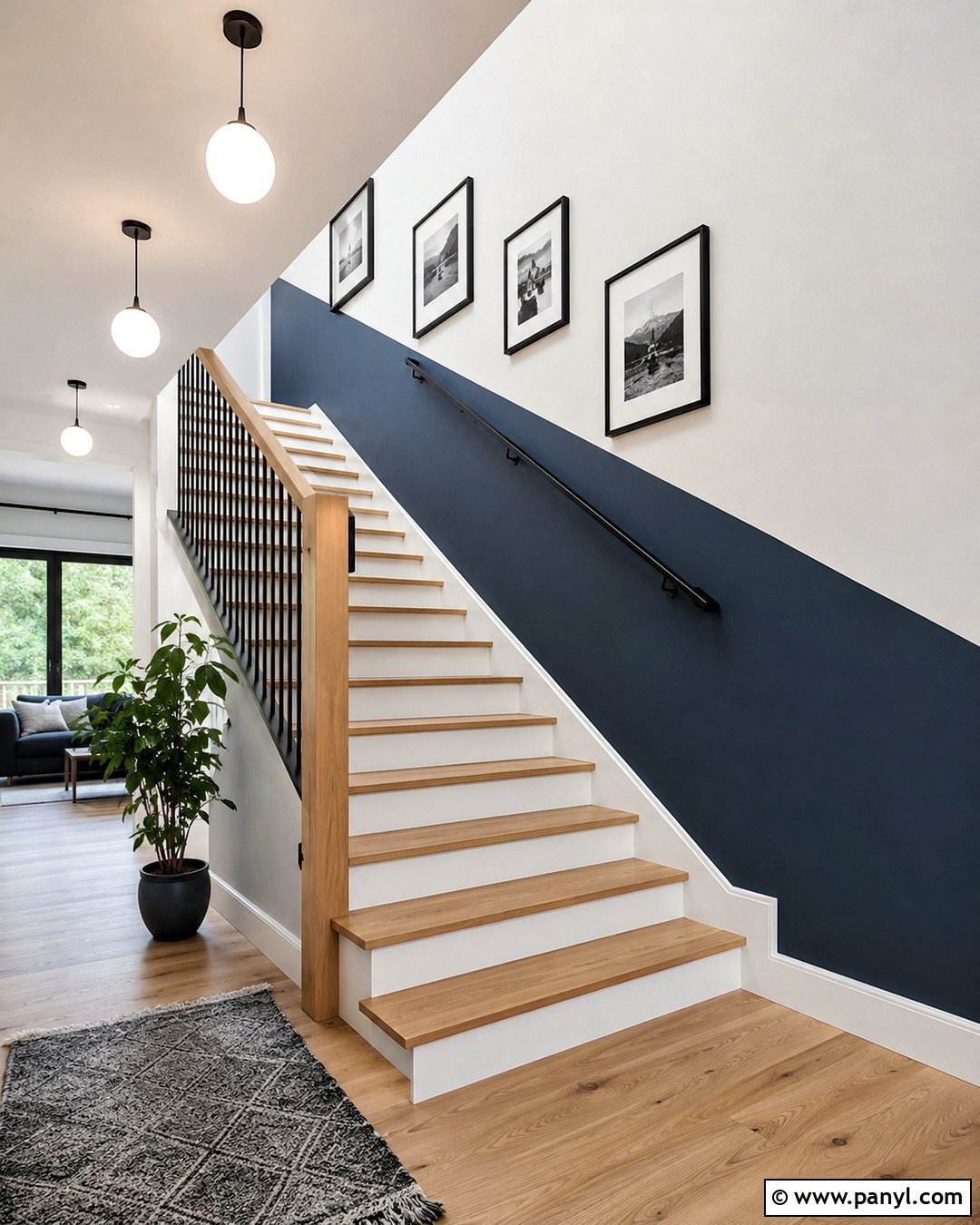 Staircase Diagonal Geometric Wall Paint - 35 Simple Geometric Wall Paint Ideas