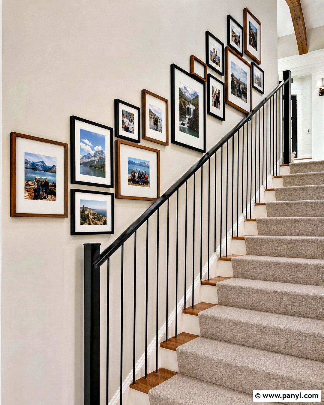 Staircase Photo Collage Wall - 20 photo collage wall ideas