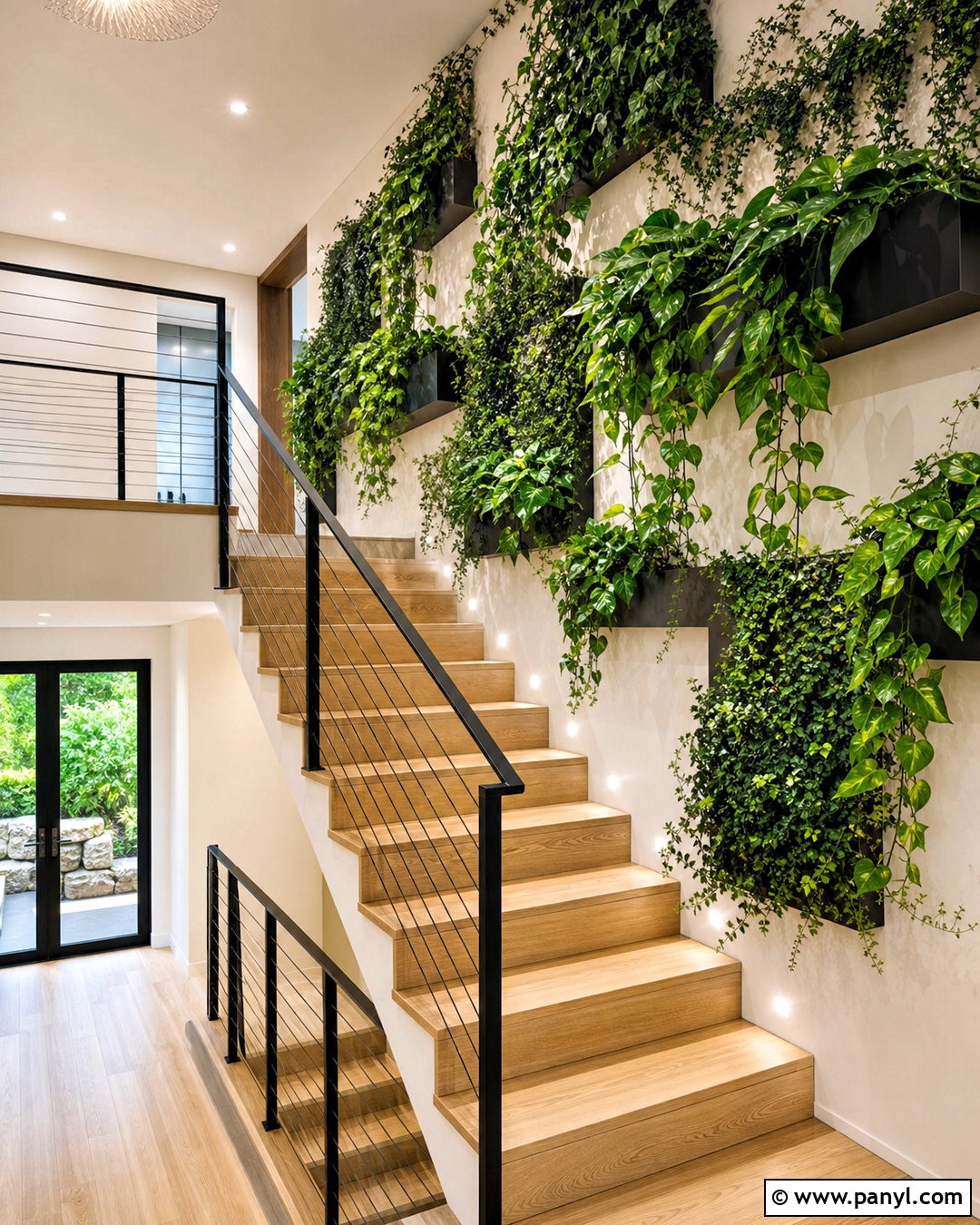 Staircase Trailing Green Wall - 20 indoor green wall design ideas