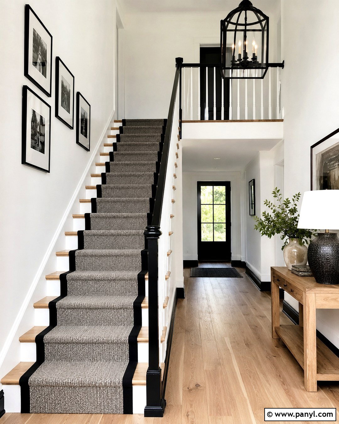 Staircase With White Walls And Black Trim - 20 White Wall And Black Trim Ideas
